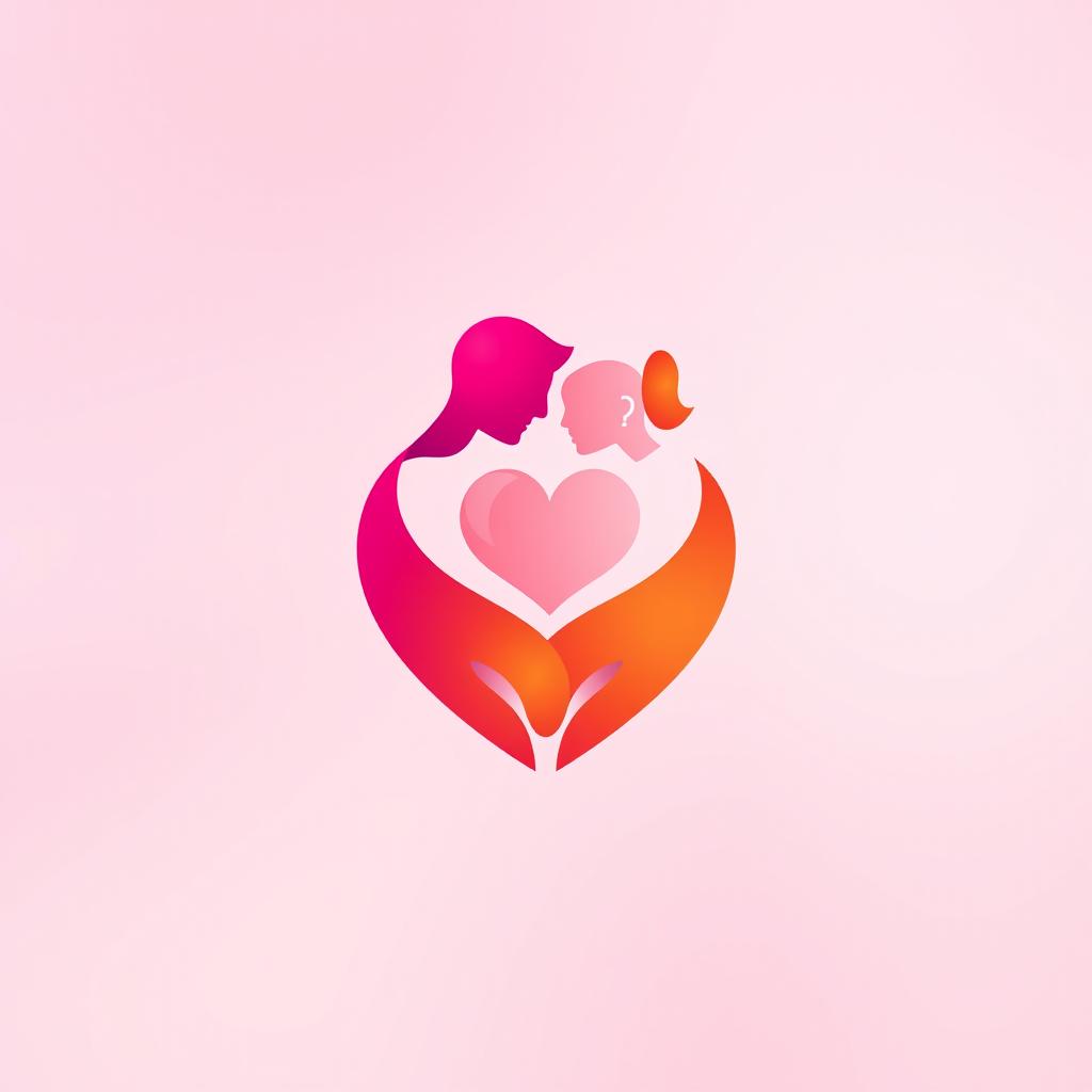 A distinctive logo design for a dating app, featuring two overlapping silhouettes of people forming a heart shape in the center, symbolizing connection and love