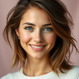 A young French woman, 30 years old, with fair skin and a barely-there makeup look that enhances her natural beauty