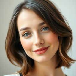 A young French woman, 30 years old, with fair skin and delicate, understated makeup that highlights her natural beauty