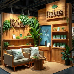 A cozy and eco-friendly stand setup for a herbal cigarettes brand called Rubus