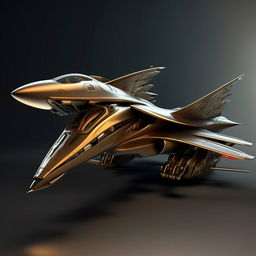 long leopard-like futuristic jet fighter