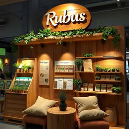A cozy and eco-friendly stand setup for a herbal cigarettes and bends brand called Rubus