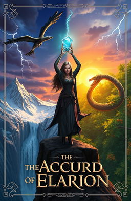Astrid Kaelson, a strong female figure, stands on the Cliffs of Aurith, a symbolic meeting point between rival districts
