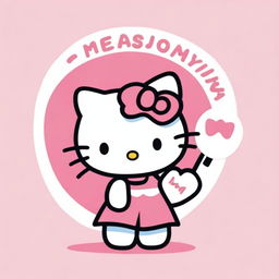 Hello Kitty character in her iconic style, cheerfully holding up a sign that says 'Maisy'.