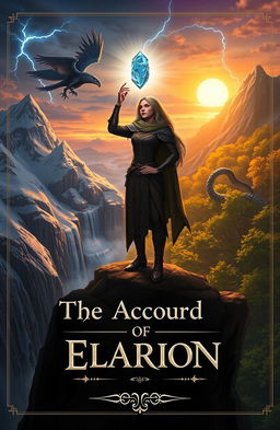 Astrid Kaelson, a strong female figure, stands on the Cliffs of Aurith, a symbolic meeting point between rival districts