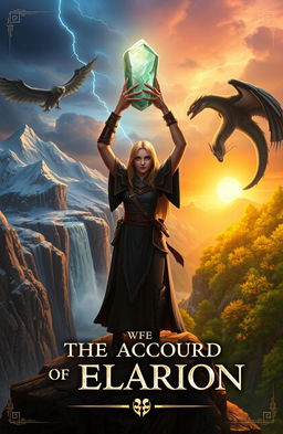 Astrid Kaelson, a strong female figure, stands on the Cliffs of Aurith, a symbolic meeting point between rival districts
