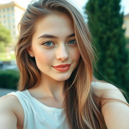 A 27-year-old woman embodying a natural style with light skin and minimal makeup, creating a fresh and effortless look