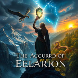 Astrid Kaelson, a strong female figure, stands on the Cliffs of Aurith, overlooking the two kingdoms at the symbolic meeting point of the rival districts