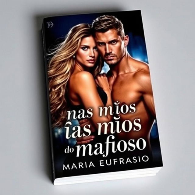 A captivating book cover featuring the title 'Nas mãos do mafioso' prominently displayed in bold, stylish typography