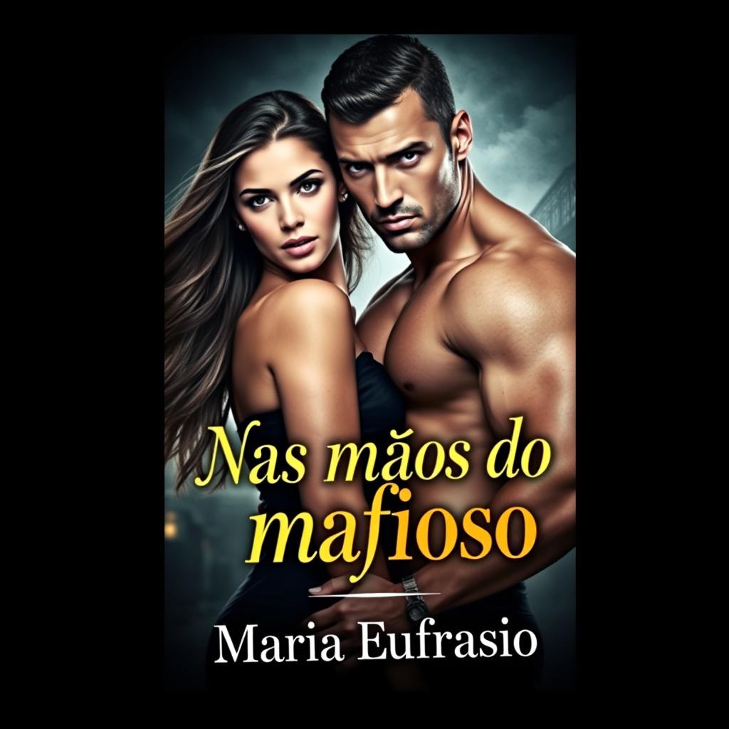 A captivating book cover featuring the title 'Nas mãos do mafioso' prominently displayed in bold, stylish typography