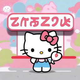 An image of the popular character, Hello Kitty, cheerfully holding a sign with the word 'Maisy' on it.