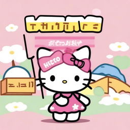 An image of the popular character, Hello Kitty, cheerfully holding a sign with the word 'Maisy' on it.