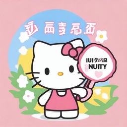 An image of the popular character, Hello Kitty, cheerfully holding a sign with the word 'Maisy' on it.