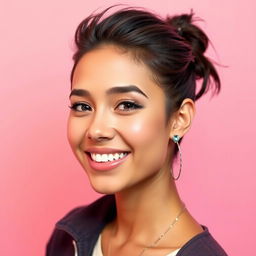 A modern and captivating dating avatar for a YouTube profile, featuring a stylish and attractive person with warm, inviting facial expressions