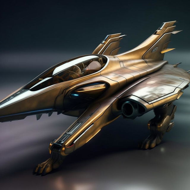 long leopard-like futuristic jet fighter