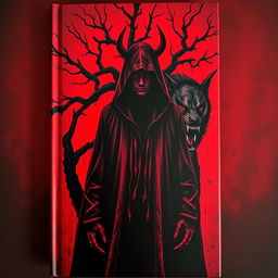 A captivating book cover featuring a central devil figure shrouded in a dark hooded cloak, concealing its face
