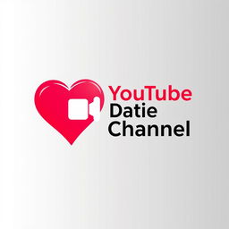 A modern and stylish logo design for a dating channel on YouTube, featuring a heart symbol integrated with a camera icon to represent video content