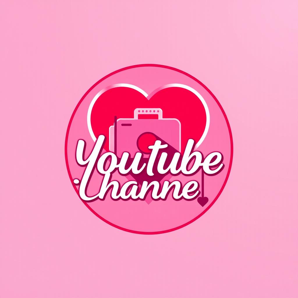 A modern and stylish logo design for a dating channel on YouTube, featuring a heart symbol integrated with a camera icon to represent video content