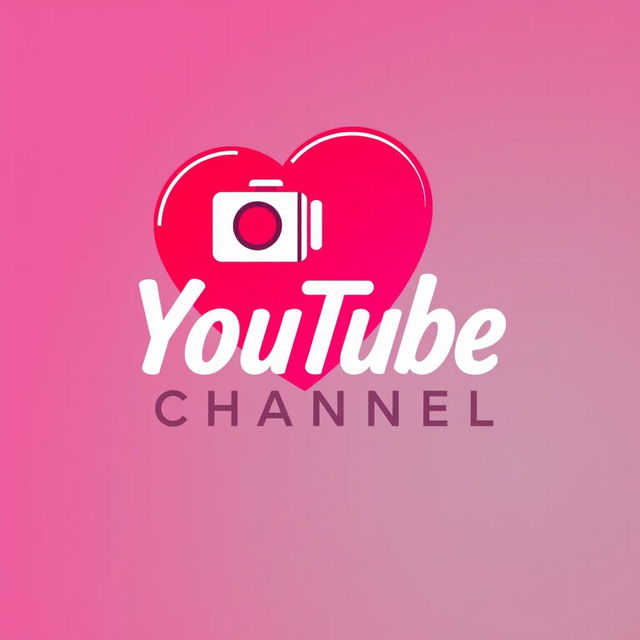 A modern and stylish logo design for a dating channel on YouTube, featuring a heart symbol integrated with a camera icon to represent video content