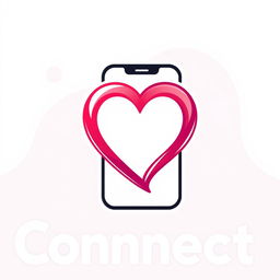 A sleek and modern dating logo design featuring a heart symbol intertwined with a smartphone