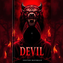 An intense book cover design dominated by bold red and black colors