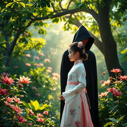 An enchanting book cover that showcases a stunning and lush nature background, brimming with vibrant flora and soft sunlight filtering through the leaves, creating a serene atmosphere