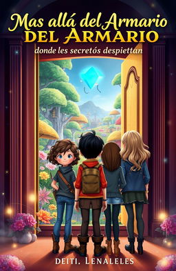 A captivating book cover for the story titled "Mas allá del Armario, donde los secretos despiertan"