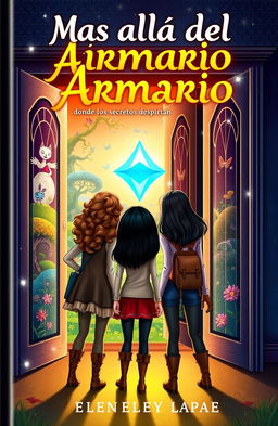 A captivating book cover for the story titled "Mas allá del Armario, donde los secretos despiertan"