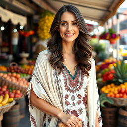 A European Turkish woman aged between 30 to 45 years, stylishly dressed and radiating elegance