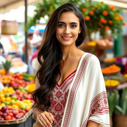 A European Turkish woman aged between 30 to 45 years, stylishly dressed and radiating elegance