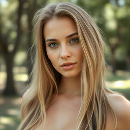 A 27-year-old woman with a natural style, featuring light skin and minimal makeup for a pure, effortless beauty