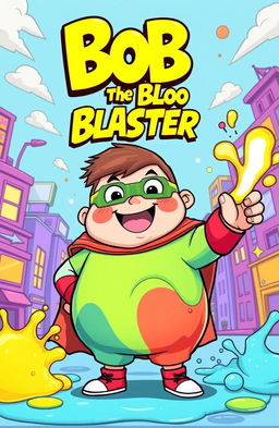 A cheerful fat second grader boy who embodies the spirit of a hero, confidently wielding his unique slime superpowers