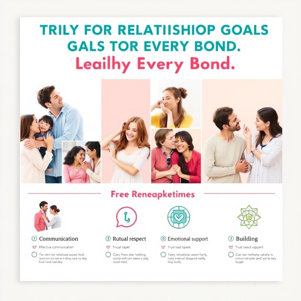 A visually appealing and motivational poster featuring the theme "Healthy Relationship Goals for Every Bond