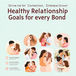 A visually appealing and motivational poster featuring the theme "Healthy Relationship Goals for Every Bond