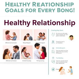 A visually appealing and motivational poster featuring the theme "Healthy Relationship Goals for Every Bond