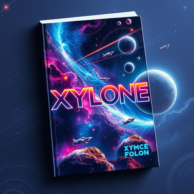 A stunning book cover for the title 'XYLONE,' featuring a phantasy futuristic cosmic theme