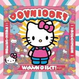 Detailed image of Hello Kitty with radiant colors and intricate details, cheerfully holding up a large sign that declares 'Owns'