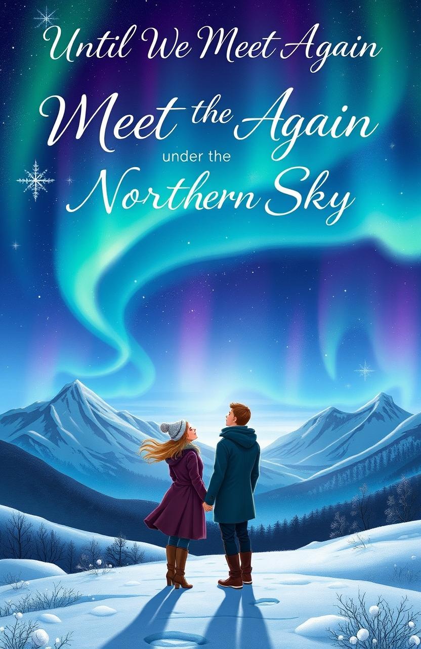 A captivating book cover illustration for a novel titled 'Until We Meet Again Under the Northern Sky'