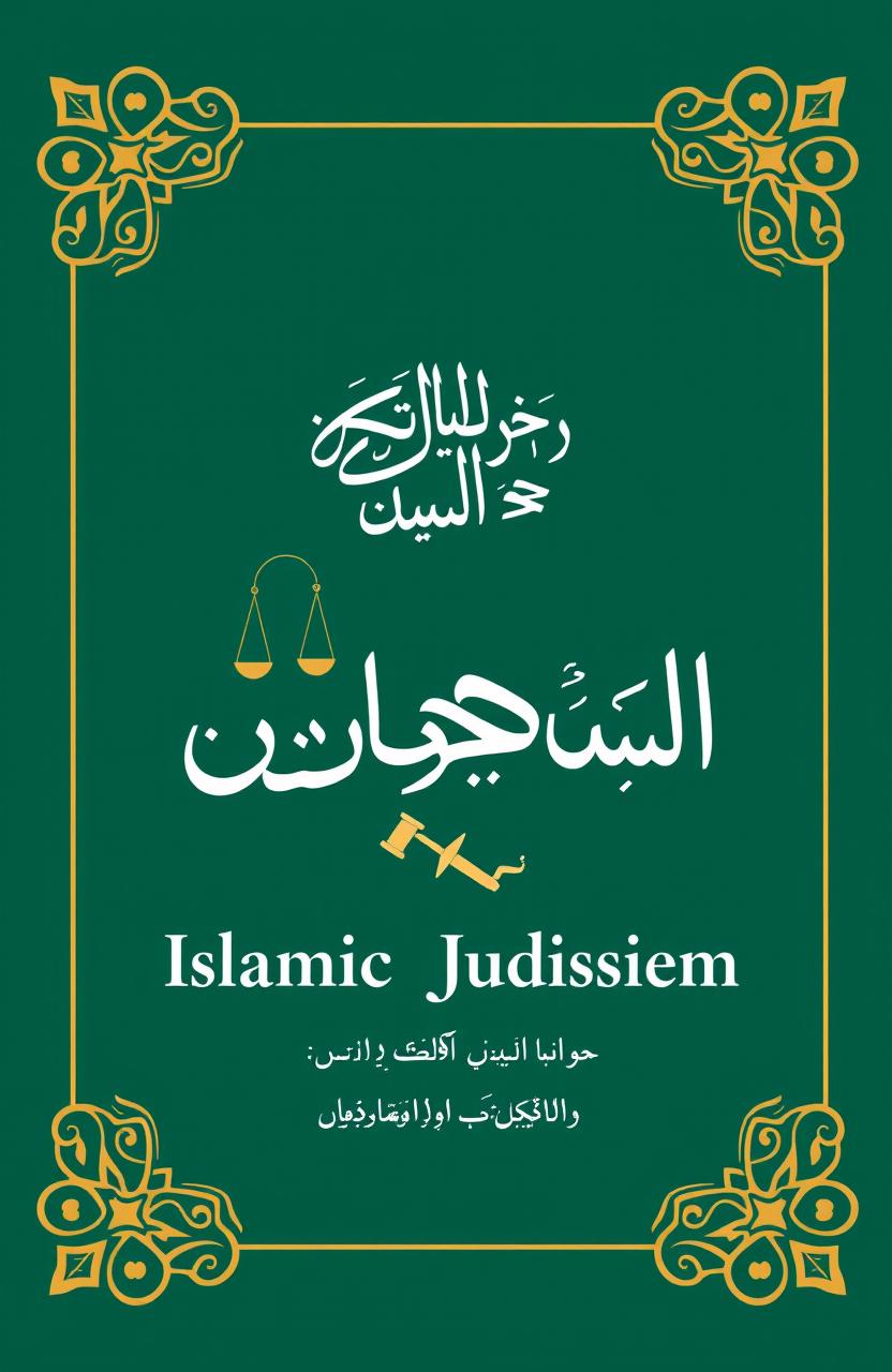 A book cover design for a title focused on 'Islamic Judicial System'