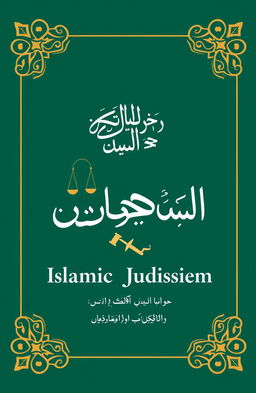 A book cover design for a title focused on 'Islamic Judicial System'