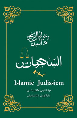 A book cover design for a title focused on 'Islamic Judicial System'