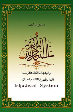 A book cover design for a title focused on 'Islamic Judicial System'