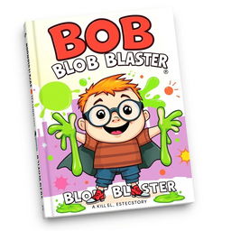 A charmingly illustrated book cover for a children's story titled 'Bob the Blob Blaster'