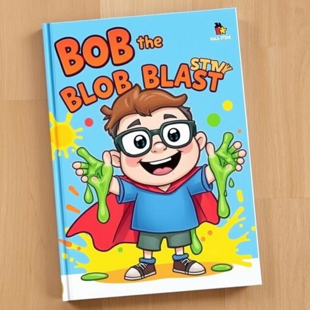 A charmingly illustrated book cover for a children's story titled 'Bob the Blob Blaster'