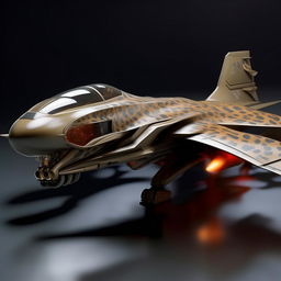 long leopard-like futuristic jet fighter