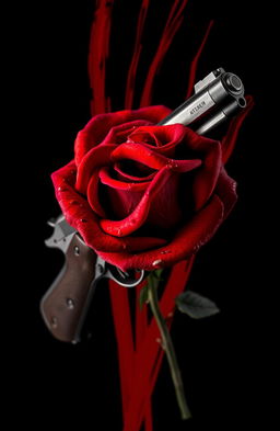 A striking artistic representation featuring a black background with bold red streaks creating a dynamic sense of movement