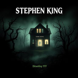 A chilling book cover designed in the style of Stephen King, featuring a haunting and mysterious landscape