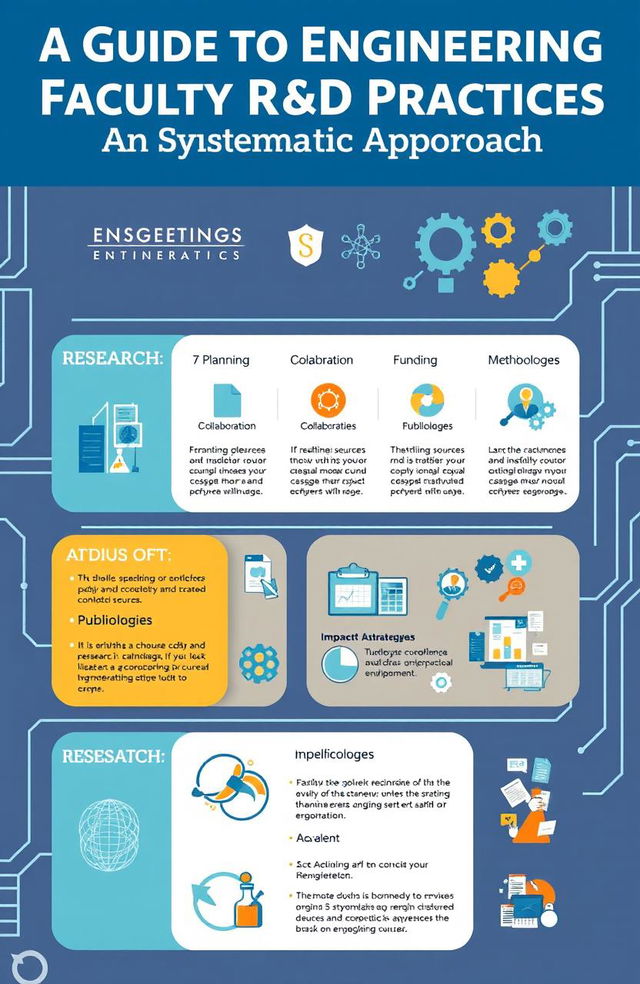 A visually appealing infographic titled 'A Guide to Engineering Faculty R&D Practices: A Systematic Approach'