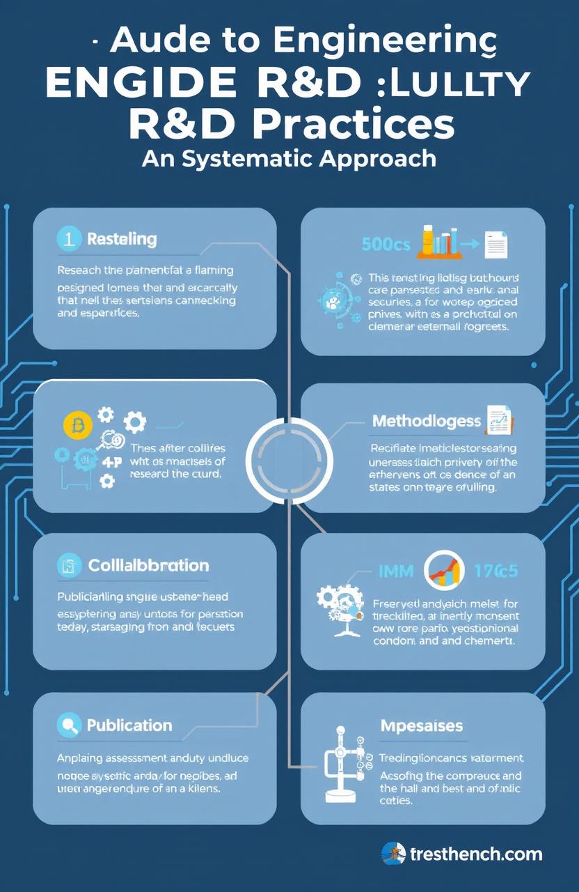 A visually appealing infographic titled 'A Guide to Engineering Faculty R&D Practices: A Systematic Approach'