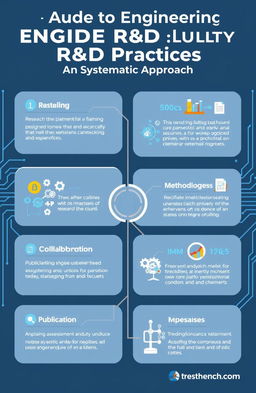 A visually appealing infographic titled 'A Guide to Engineering Faculty R&D Practices: A Systematic Approach'